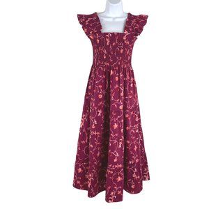 Hill House The Ellie Nap Dress Burgundy Botanical NWT Women's Small DR-510